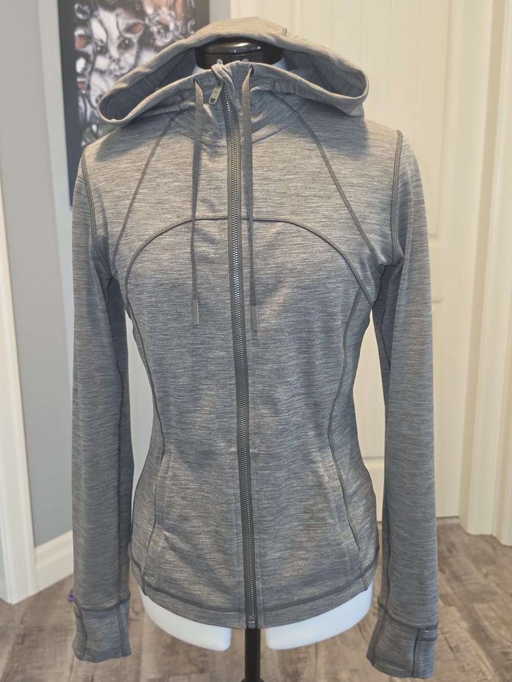 lululemon Full-Zip Define Hoodie Green Heather Gray Size 8 Like New